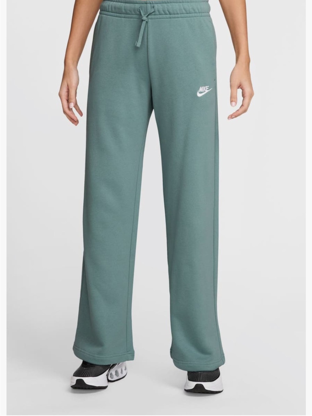 Nike Club Womens Lightweight Wide Leg Mid Rise Fleece Sweatpants Cannon White